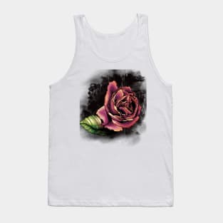 Inked Watercolor Rose Tank Top